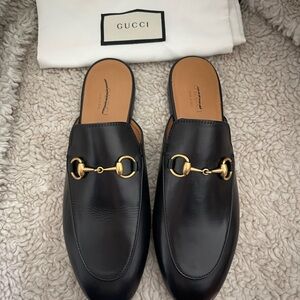 Gucci Black leather Princeton mules